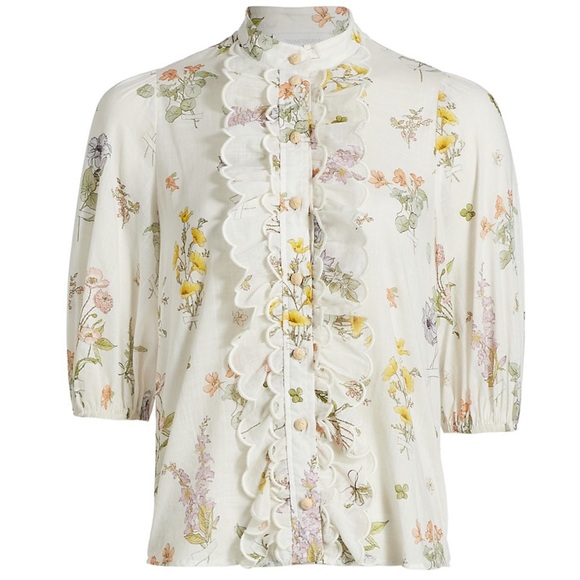 Zimmermann Tops - Zimmerman Jeannie Scallop Cotton Blouse